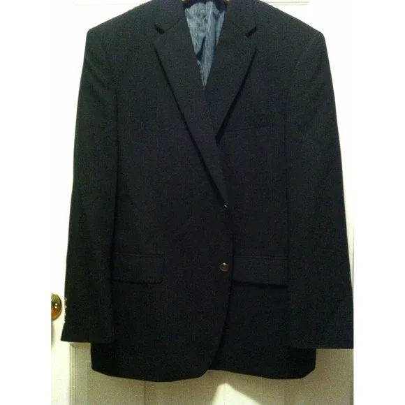CALVIN KLEIN MENS NAVY 100%WOOL DOUBLE VENTED SPORT JACKET COAT BLAZER SIZE:46R